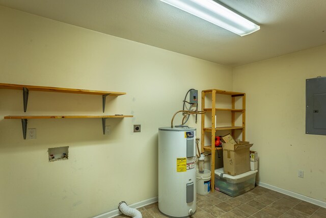 utility room featuring electric water heater and electric panel