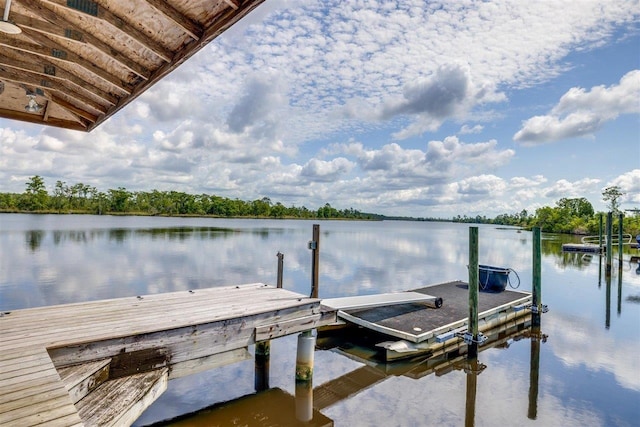 view of dock featuring a water view