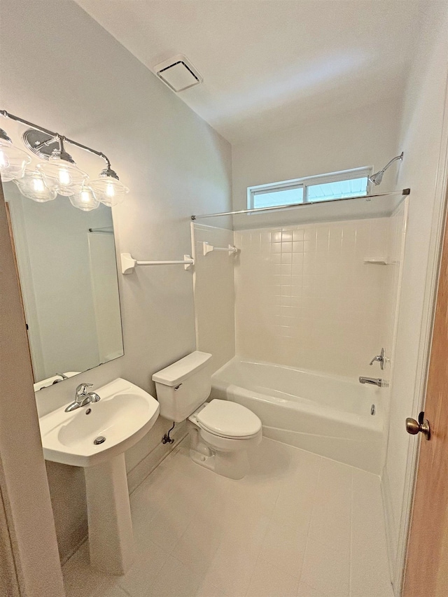 full bathroom with toilet, sink, and bathing tub / shower combination