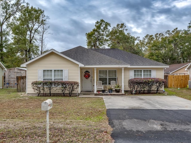 ranch-style house with a front yard