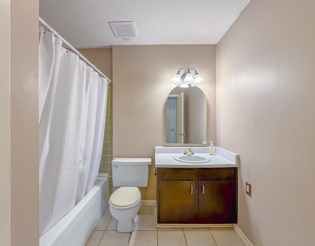 full bath featuring tile patterned flooring, visible vents, vanity, and toilet