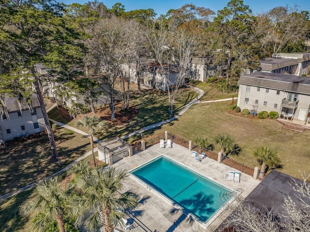 view of swimming pool with a patio