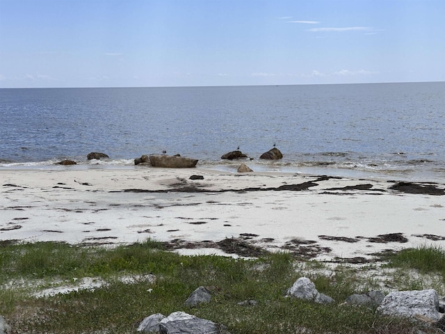 view of water feature featuring a beach view