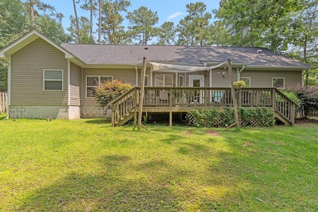 3524 Rosemont Ridge Rd, Tallahassee, FL 32312 - rear view of property with a deck, stairway, a lawn, and a shingled roof