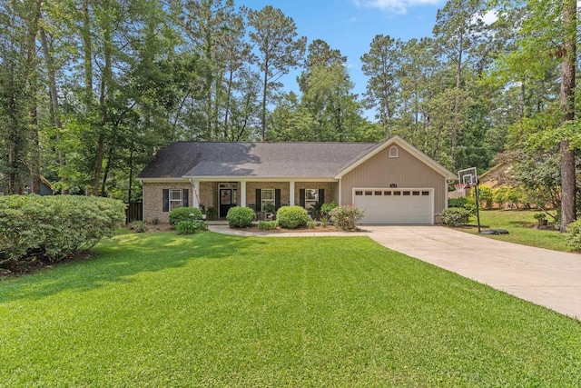 3524 Rosemont Ridge Rd, Tallahassee, FL 32312 - view of front facade with an attached garage, driveway, a front lawn, and a porch
