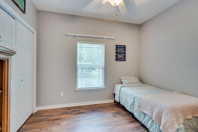 3524 Rosemont Ridge Rd, Tallahassee, FL 32312 - bedroom with wood finished floors, a closet, and ceiling fan