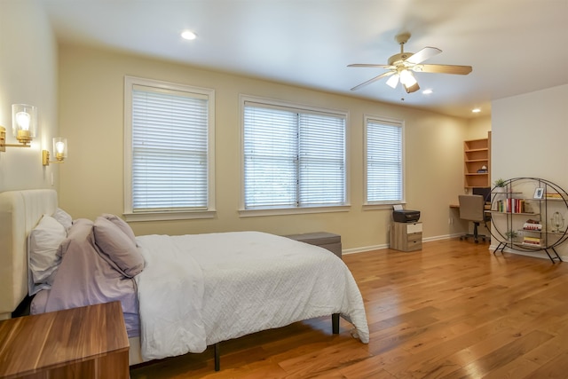 1324 Branch St, Tallahassee, FL 32303 - bedroom featuring wood finished floors, recessed lighting, baseboards, and a ceiling fan