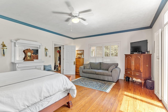 1244 Salem Rd, Havana, FL 32333 - bedroom with light wood-style floors, ornamental molding, and a ceiling fan