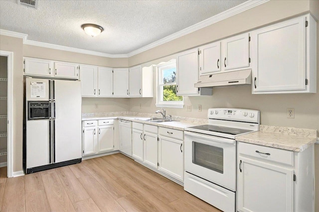 1538 Mclawrence Way, Tallahassee, FL 32317 - kitchen featuring white appliances, under cabinet range hood, a sink, a textured ceiling, and light countertops