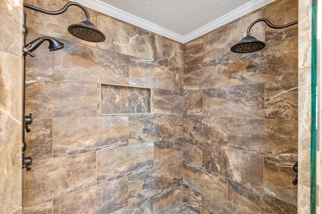 2304 Chester Ct, Tallahassee, FL 32312 - details with a textured ceiling, ornamental molding, and a tile shower