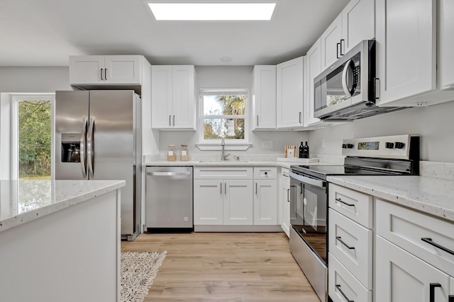 kitchen with sink, white cabinetry, and stainless steel appliances