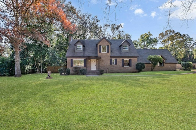 cape cod house with a front yard