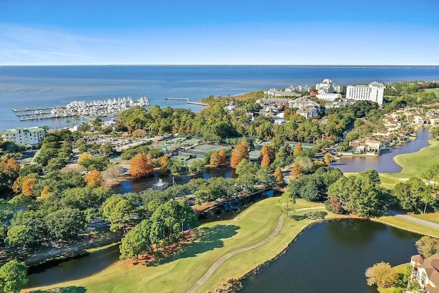9100 Baytowne Wharf Boulevard 470/472, Walton Beaches, FL 32550 - aerial view of property and surrounding area with a nearby body of water, a local golf course, and a tree filled landscape