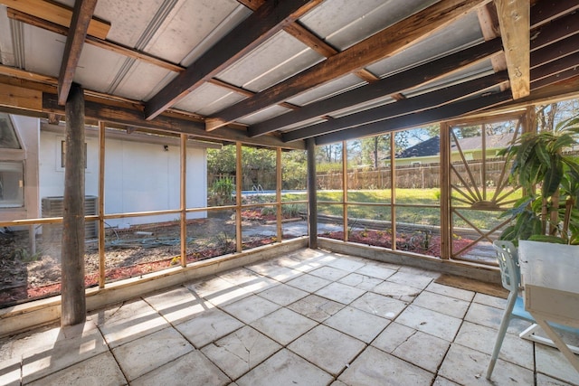 view of unfurnished sunroom