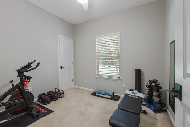 4557 Running Meadows Ln, Tallahassee, FL 32303 - workout area featuring carpet flooring and ceiling fan