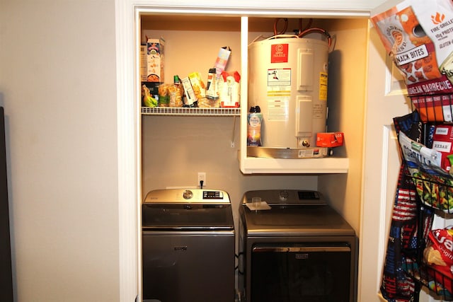 laundry room with independent washer and dryer and electric water heater