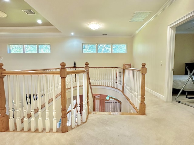 10 Yvonne Ct, Havana, FL 32333 - stairs featuring carpet flooring and ornamental molding