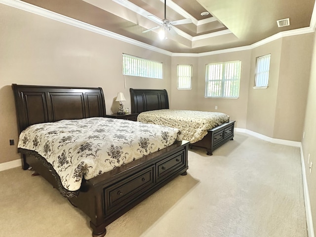 10 Yvonne Ct, Havana, FL 32333 - bedroom with light colored carpet, crown molding, and a ceiling fan
