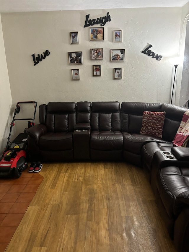 living room with hardwood / wood-style floors