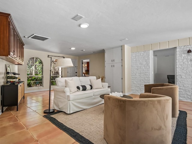 view of tiled living room