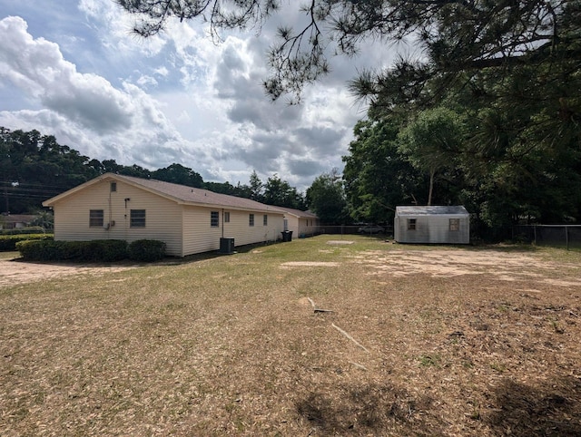1106 Woodland Dr, Tallahassee, FL 32305 - view of yard with fence, a storage shed, central AC unit, and an outdoor structure