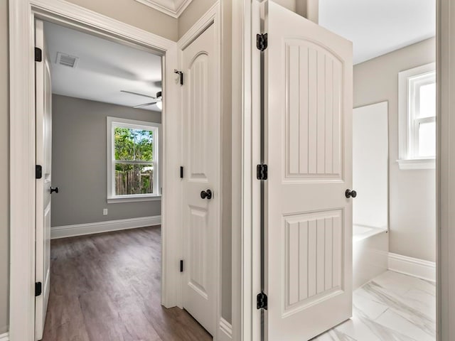 hallway featuring light wood-type flooring