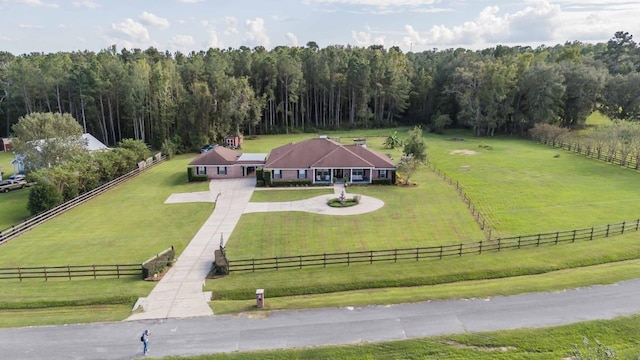 drone / aerial view with a rural view