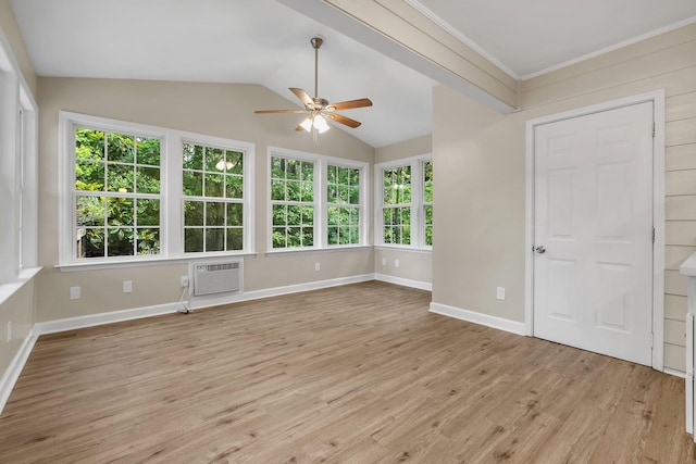 32 Pirates Cove Ln, Saint Marks, FL 32355 - unfurnished sunroom with a wall mounted AC and lofted ceiling