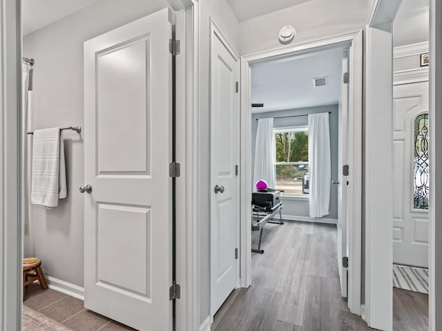 hall featuring hardwood / wood-style flooring