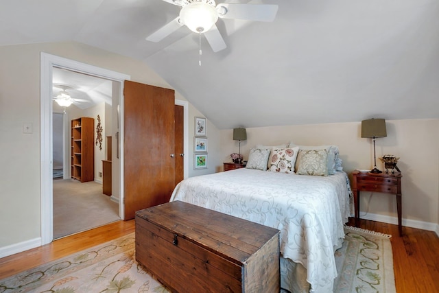 1540 Isabel Ct, Tallahassee, FL 32303 - bedroom with lofted ceiling, light wood finished floors, a ceiling fan, and a closet