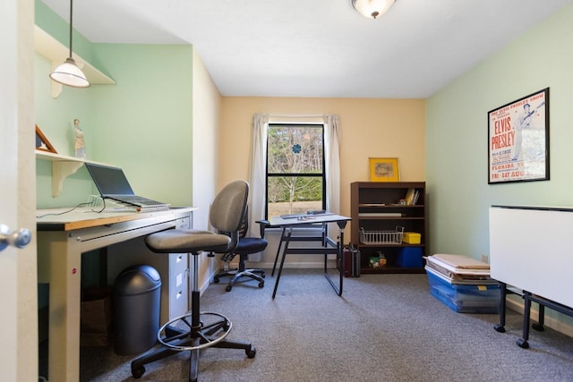 view of carpeted office space