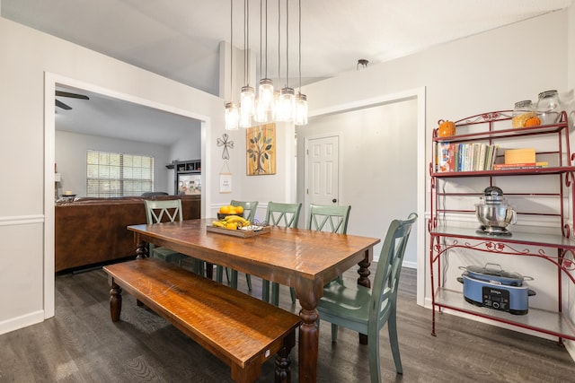 dining room with dark wood-type flooring