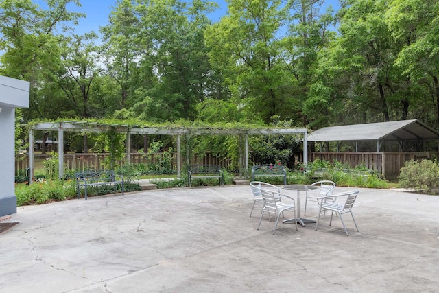 view of patio featuring a pergola