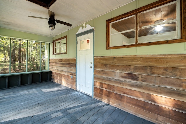 wooden terrace featuring covered porch