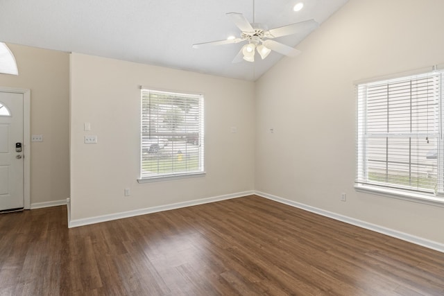 3068 Royal Palm Way, Tallahassee, FL 32309 - entrance foyer featuring lofted ceiling, wood finished floors, baseboards, and ceiling fan