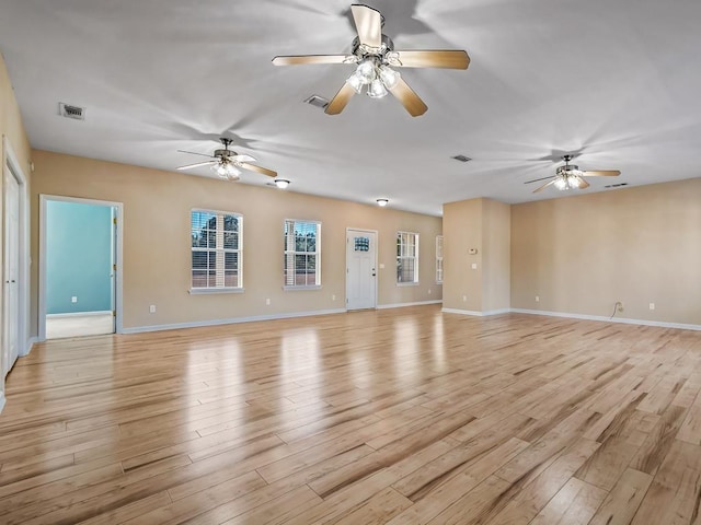 unfurnished living room featuring light hardwood / wood-style floors