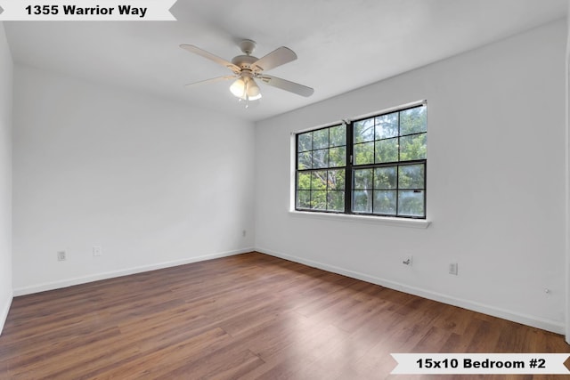 1355 Warrior Way Unit 67, Tallahassee, FL 32304 - empty room with wood finished floors, baseboards, and ceiling fan