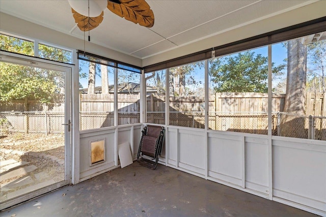 view of unfurnished sunroom