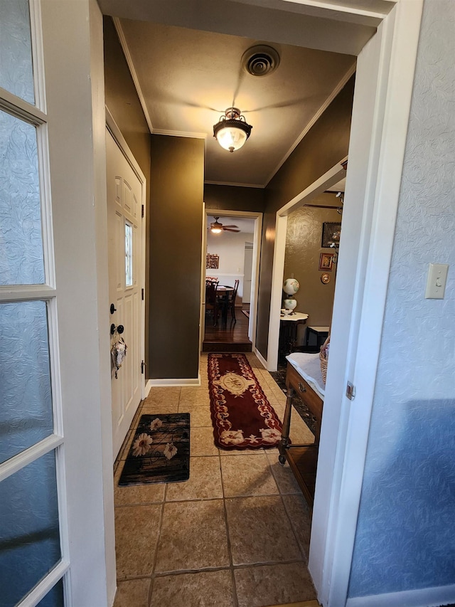 interior space featuring ornamental molding