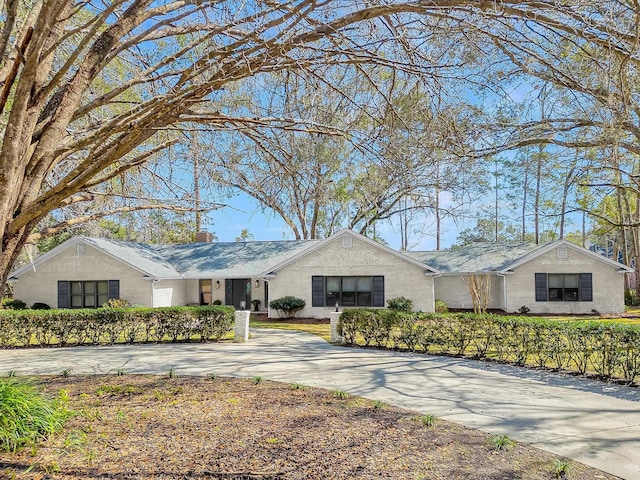 ranch-style home with concrete driveway and stucco siding