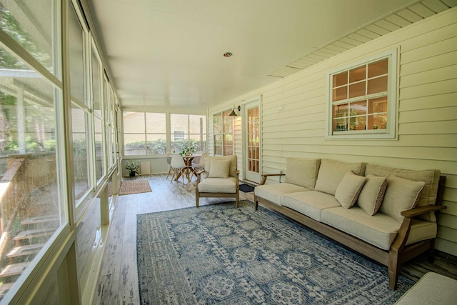 1682 Copperfield Cir, Tallahassee, FL 32312 - sunroom / solarium with outdoor lounge area, hardwood / wood-style floors, and wooden walls