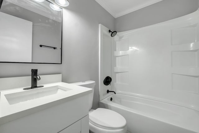 2212 Berkshire Dr, Tallahassee, FL 32304 - full bathroom with crown molding, toilet, vanity, and shower / bath combination