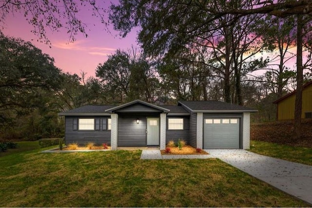 3142 Seattle Slew Ct, Tallahassee, FL 32309 - ranch-style home with concrete driveway, a front lawn, and an attached garage