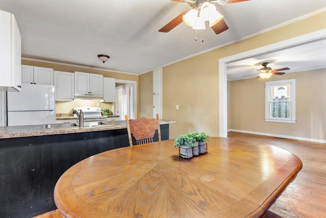 450 W Dogwood St, Monticello, FL 32344 - dining room featuring light wood-type flooring, baseboards, and ornamental molding