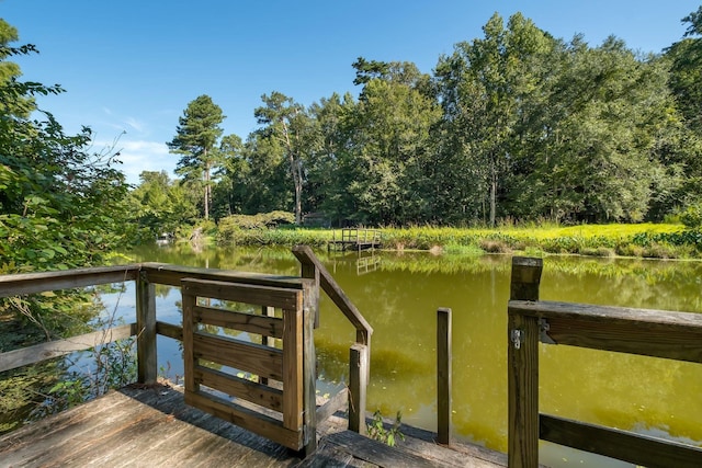 view of dock featuring a water view