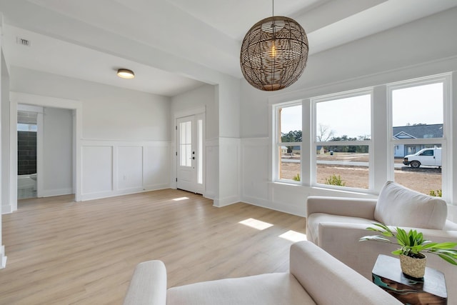 living room featuring light wood-type flooring