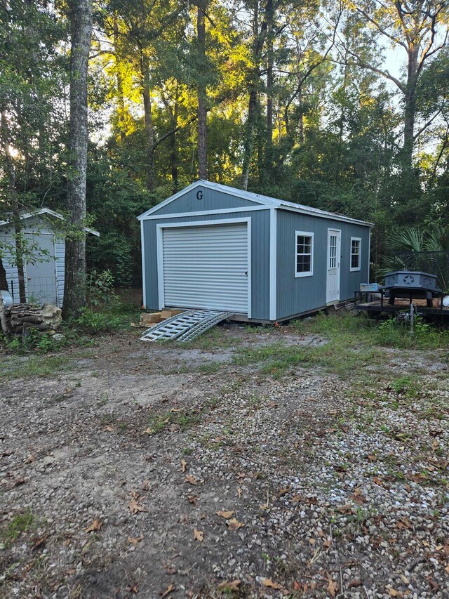 view of garage