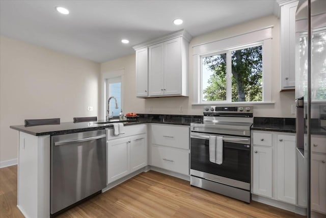 1602 Carruthers St, Tallahassee, FL 32308 - kitchen with appliances with stainless steel finishes, a sink, a peninsula, plenty of natural light, and recessed lighting