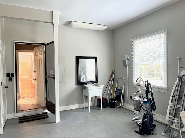 exercise area featuring sink