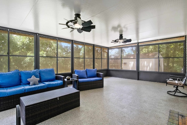 3224 Lord Murphy Trl, Tallahassee, FL 32309 - sunroom / solarium with an outdoor hangout area, a ceiling fan, and plenty of natural light